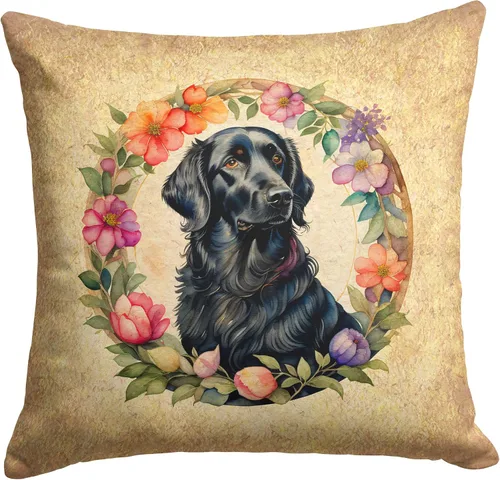 Miniatura 209 de Caroline's Treasures DAC2072PW1414 Affenpinscher and Flowers - Almohada decorativa de tela, lavable a máquina, para interiores y exteriores