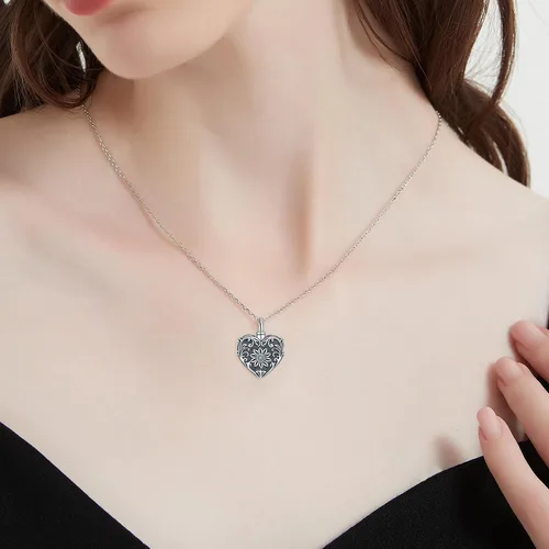 Miniatura 112 de Collar con colgante de urna de cenizas de cremación y árbol de la vida para mujer, plata de ley US1