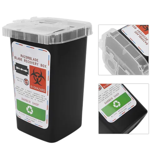 Miniatura 7 de FILFEEL Caja de eliminación de cuchillas, contenedor de cuchillas de desecho, peluquería, peluquería, peluquería, cuchillo de afeitar, caja