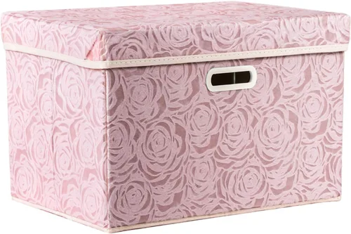 Miniatura 15 de PRANDOM Caja de almacenamiento plegable más grande con tapa [1 unidad] Contenedor Cesta Organizadora Cubo de Almacenamiento Decorativo de Tela