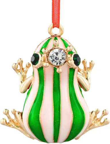 Adornos de Rana Verde para Árbol de Navidad - Adornos de Rana de Navidad de Metal Adornos de Rana Verde Weihnachtsgurke Decoración de Navidad