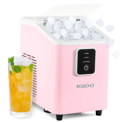 Miniatura 14 de Igloo, máquina para hacer hielo automática eléctrica de sobremesa de 26 libras - 9 cubos en 7 minutos, con cuchara y cesta Rojo