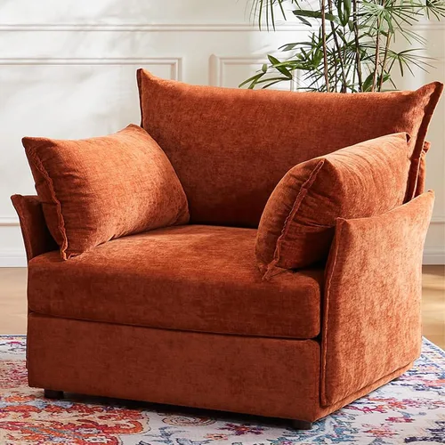 Miniatura 31 de ABCASA Silla de Acento de Gran Tamaño, Sillón Moderno Tapizado con Respaldo Extraíble y Funda Desmontable, Asiento de 24.5 Pulgadas de Profundidad