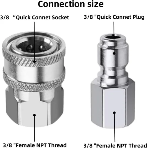 Miniatura 2 de Accesorios de conexión rápida para lavadora a presión, pistola rociadora de acero inoxidable NPT de 3/8 pulgadas, kit de desconexión rápida