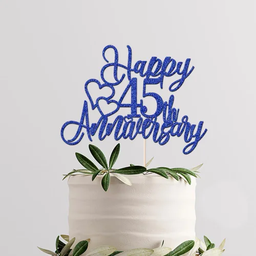 Miniatura 5 de Decoración para tartas de 45 aniversario, decoración de fiesta de 45 aniversario, cumpleaños 45/aniversario de boda/zafiro para fiesta de boda, 45