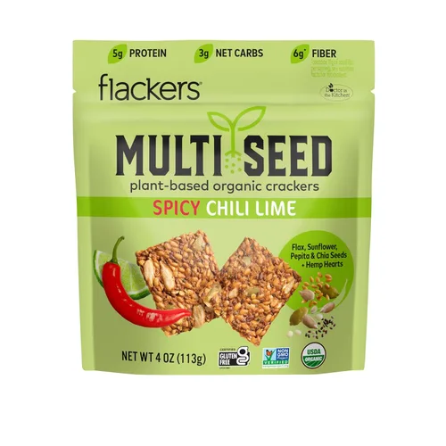 Miniatura 15 de Flackers Galletas de Multi-Semillas Cheeze-Pleaze Orgánicas, Paquete de 1 de 4 onzas, Sin Gluten, Sin GMO, Veganas, Botana Keto, 8g de Fibra, 3g