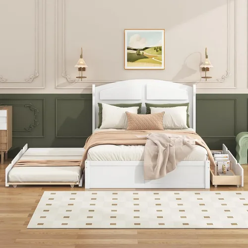 Miniatura 21 de Cama de plataforma de madera de tamaño individual con cabecera en forma de casa, soporte de listones de madera, para dormitorio de niños, niñas