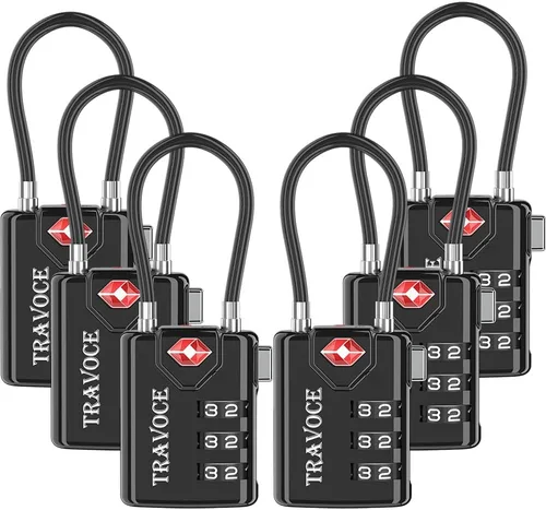 Miniatura 32 de Search Alert - Cerraduras de cable de equipaje de combinación de viaje aprobadas por la TSA para maleta, casillero de gimnasio, caja