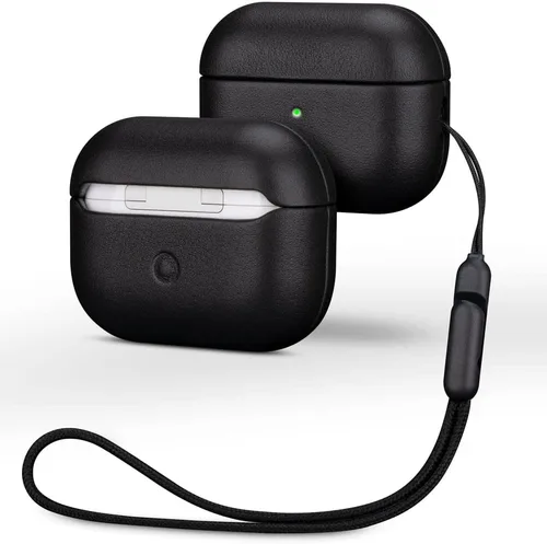 Miniatura 23 de Lopie Funda de piel para AirPods Pro de 2ª generación, azul cian, funda protectora totalmente envuelta con piel de cordero, protección de 360