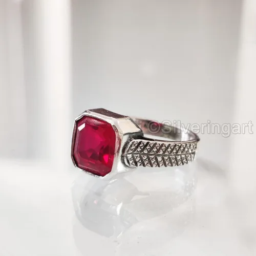 Miniatura 3 de Natural Ruby Ring, Ruby Mens Heavy Ring, July Birthstone, Oxidized, 925 Sterling Silver, Signet Ring, Christmas, Thanksgiving, Handmade, Statement