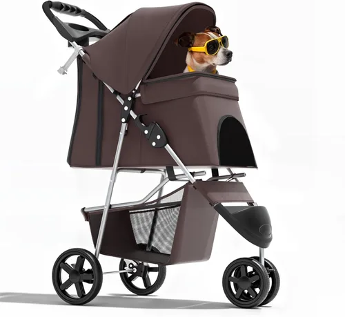 Miniatura 24 de Magshion Cochecito para mascotas de 3 ruedas, cochecito de viaje plegable para perros y gatos pequeños y medianos (hasta 33 libras), transportador