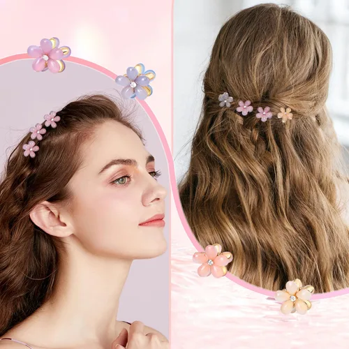 Miniatura 2 de CWJCYTNSN 16 unidades de pequeñas pinzas para el cabello para mujeres y niñas, mini pinzas de flores de cristal, pinzas de metal lindas de 0.8
