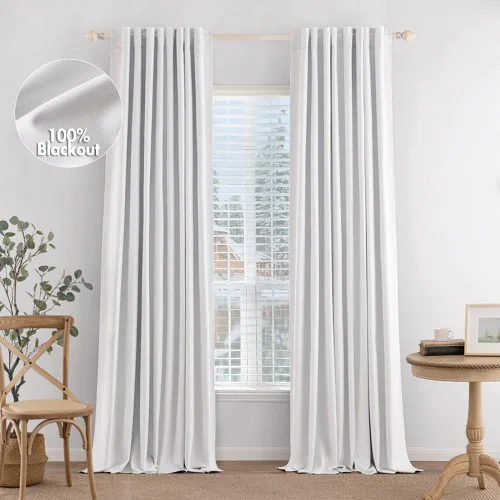 Miniatura 17 de MIULEE Cortinas 100% opacas de 84 pulgadas de largo de lino, cortinas y drapeados, juego de 2 paneles para dormitorio, pestaña trasera, sala