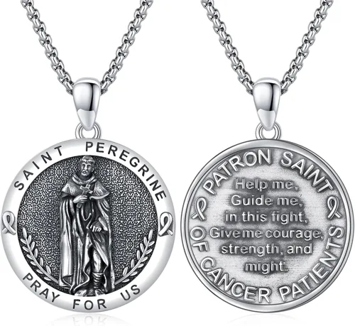 Miniatura 178 de Collar con colgante de plata de ley 925 con medalla de San Patrón, joyería religiosa para hombres y mujeres, con cadena de acero inoxidable 316L