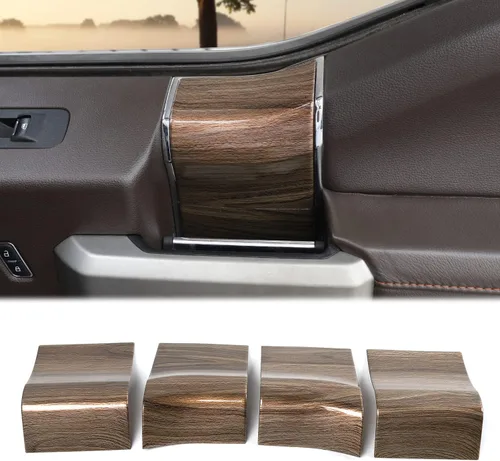 Miniatura 9 de Hoolcar Cubierta de ABS para manija de puerta interior, accesorios para Ford F150 2015-2020, grano de madera negro