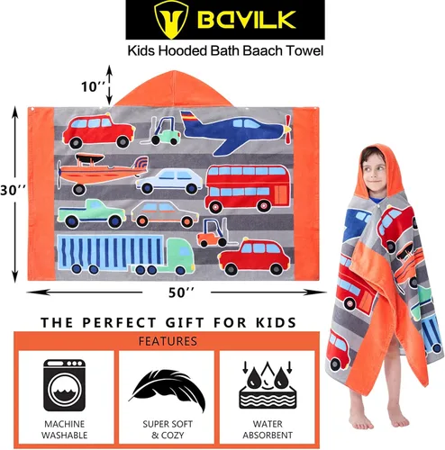 Miniatura 3 de Toallas de baño para niños, toalla para niños con capucha para playa, baño, piscina, toallas de natación de 30 x 50 pulgadas, tamaño grande, ultra
