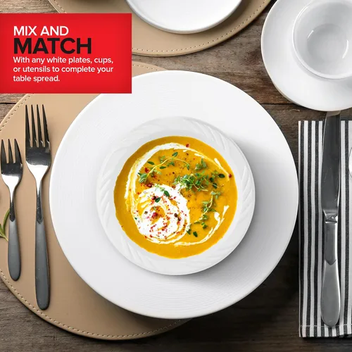 Miniatura 7 de Stock Your Home Paquete de 120 cuencos elegantes de plástico blanco de 12 onzas para fiestas, tazón pequeño desechable para cenas o cócteles, sopa