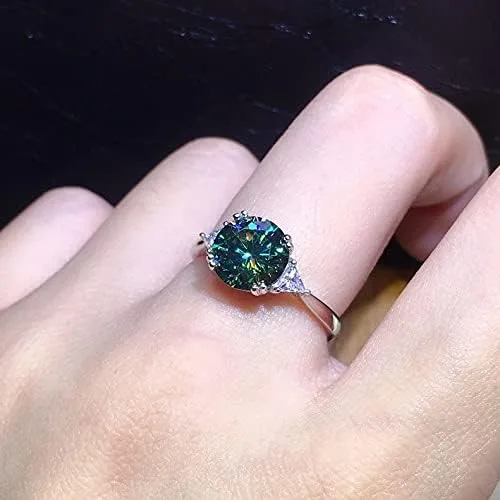 Miniatura 8 de Anillo brillante de diamantes completos de 3 quilates de corte redondo con circonita cúbica, anillo de compromiso para mujer, anillo de plata