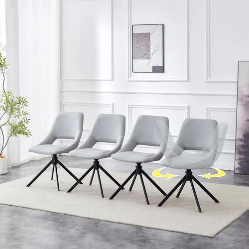 Miniatura 13 de Silla decorativa sin brazos, silla de tocador sin ruedas, juego de 2 sillas de comedor Retorno automático inteligente de 180°, respaldo