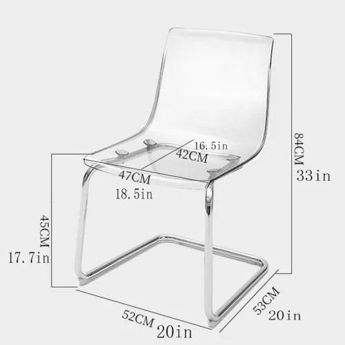 Miniatura 3 de Sillas de comedor transparentes, silla de acrílico transparente, sillas de cocina fantasma con patas de metal plateado, sillas de plástico modernas