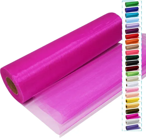 Miniatura 12 de Rollos de tela de tul negro con cristales y organza 12 pulgadas por 150 pies (45,72 m), tela transparente para manualidades, lazos de tutú