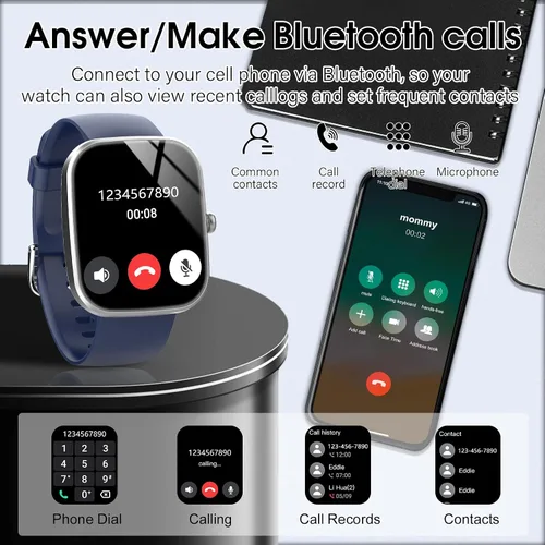 Miniatura 3 de Csasan Reloj inteligente para hombres y mujeres (respuesta/hacer llamadas), pantalla HD de 1.91 pulgadas, monitor de frecuencia cardíaca, sueño