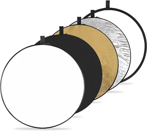 K&F CONCEPT Reflector de luz 5 en 1 de 32" (80cm) Difusor para fotografía plegable portátil para iluminación de estudio y exterior en oro, plata,