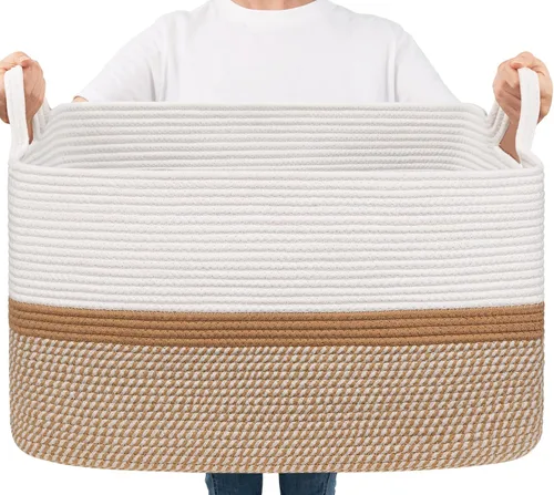 Miniatura 23 de Goodpick Cesta Grande de Almacenamiento de Juguetes, Cestas de Cuerda de Algodón Gris Contenedor de Almacenamiento de Juguetes para Bebé, Niños