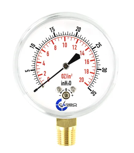 Miniatura 8 de Medidor de cápsula de baja presión de diafragma, esfera de 2-1/2", rango de 5 PSI, montaje inferior NPT de 1/4", caja de acero cromado, internos