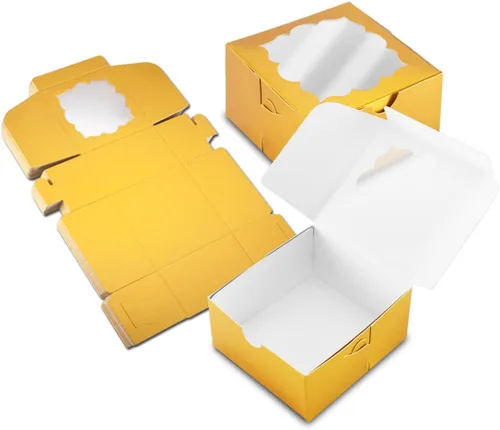 Miniatura 11 de NPLUX - 50 cajas de galletas con ventana, cajas de panadería, cajas pequeñas para dulces, cajas de pastelería de 4 x 4 x 2.5 pulgadas, regalos