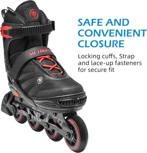 Miniatura 6 de METROLLER Patines en línea para mujeres, patines en línea ajustables para adultos, para adolescentes y niños Rojo