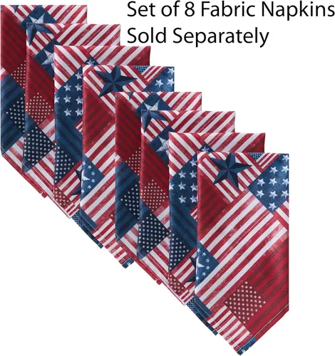 Miniatura 2 de Newbridge Servilletas de tela con bandera patriótica roja, blanca y azul, juego de 8 Americana, Interior Exterior, Resistente a las Manchas, Rojo