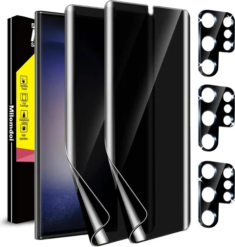 Milomdoi [Paquete de 2+3] Protector de pantalla de privacidad para Samsung Galaxy S23 Ultra (no de vidrio), accesorios 2 unidades de pantalla de