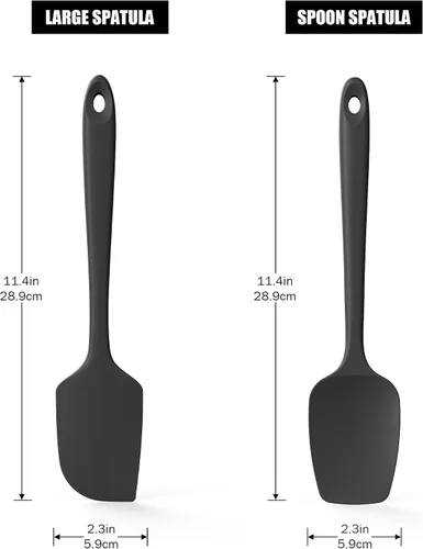 Miniatura 2 de Juego de 2 espátulas y cucharas de silicona con raspador: Doosu, espátulas planas de silicona para hornear, resistentes al calor hasta 600°F