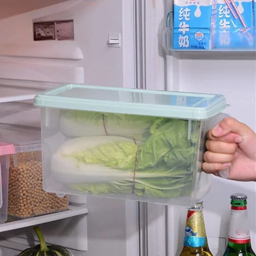 Miniatura 2 de Contenedores de almacenamiento de plástico cuadrados organizadores de almacenamiento de alimentos, organizador apilable para refrigerador