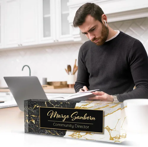 Miniatura 4 de Placa de nombre personalizada para escritorio, regalos personalizados de agradecimiento a los empleados, placa de nombre de escritorio de acrílico