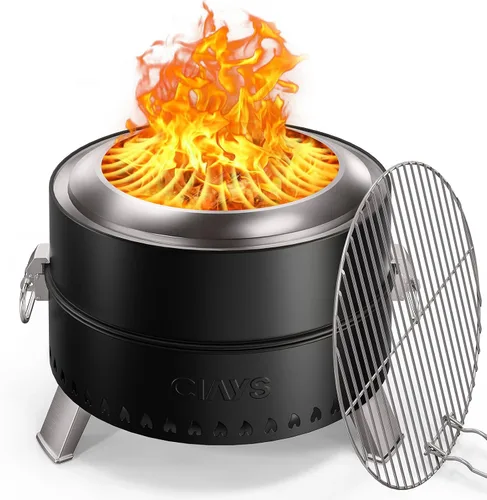 Miniatura 8 de CIAYS Fogata sin humo, hoguera de 19 pulgadas para acampar con tecnología patentada, hoguera portátil para exteriores con parrilla de acero, póker