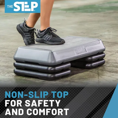 Miniatura 8 de Freestyle STEP Plataforma de escalón para ejercicio, Stepper de tamaño circuito para ejercicio en casa Plateado/Negro