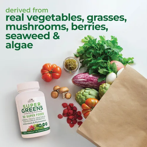 Miniatura 5 de COUNTRY FARMS Super Greens Vegicaps, 32 súper alimentos, suplemento de alimentos integrales, verduras, frutas, vegetales, hongos y probióticos, rico