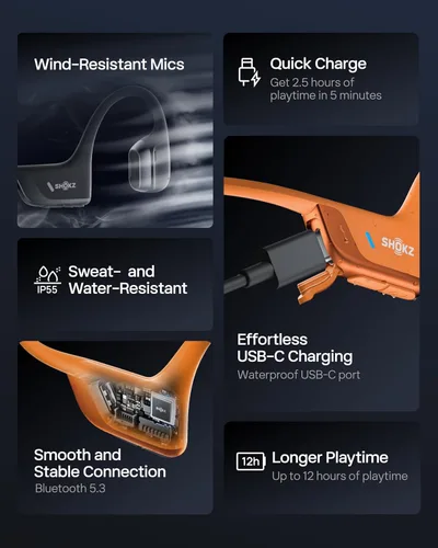 Miniatura 8 de SHOKZ OpenRun Pro 2 - Auriculares de conducción ósea, auriculares deportivos inalámbricos Bluetooth de oreja abierta para correr, entrenamientos