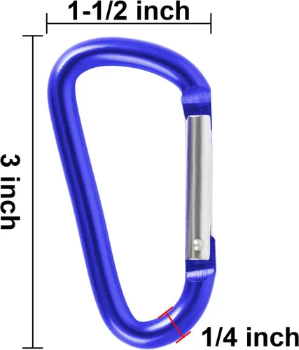 Miniatura 3 de GOGO 48PCS mosquetón clip de llavero de 3 pulgadas, gancho de mosquetón de metal de aluminio en forma de D