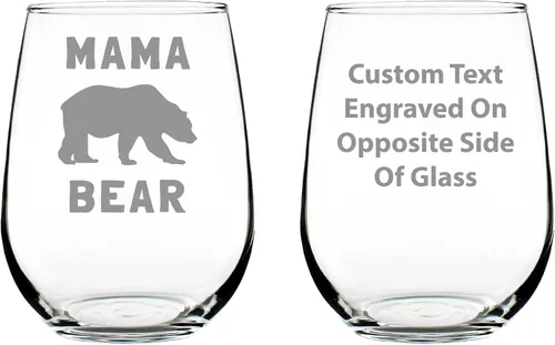Miniatura 7 de Copa de vino sin tallo Mama Bear: divertidas ideas de regalo para mamá para el día de la madre o cumpleaños, vasos grandes de 17 onzas