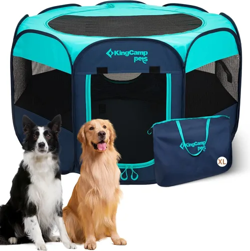 Miniatura 12 de KingCamp Tienda de campaña para perros, gran casa portátil para perros para interiores y exteriores con tela Oxford 600D y doble capa para perros