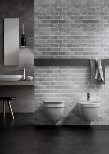 Miniatura 7 de COLAMO Azulejos de Metro Grandes de Lujo de 5 Hojas Gris Oscuro para Despegar y Pegar, Azulejos de Piedra Sintética Imitación Mármol