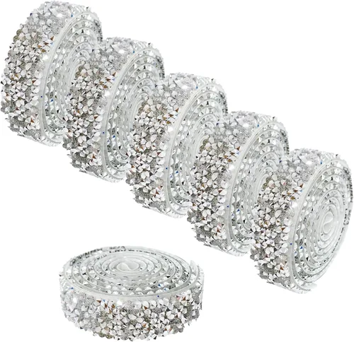 Miniatura 21 de 6 Rollos de Cinta Adhesiva con Diamantes de Imitación para Manualidades, Rollo de Cinta con Cristales para Decoración de Automóviles y Teléfonos