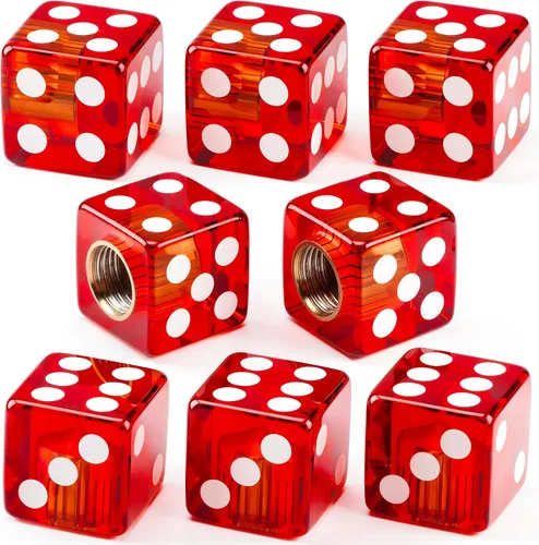 Miniatura 42 de 4 piezas tapones de válvula de neumático en forma de dados, cubiertas universales de válvula de neumático a prueba de polvo con núcleo de cobre