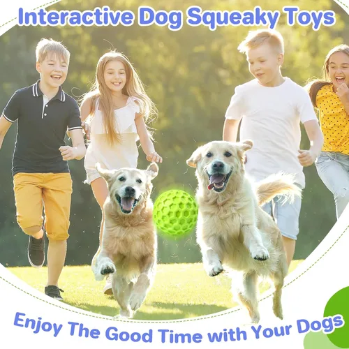 Miniatura 7 de DISSKNIC Pelotas chirriantes indestructibles para perros, juguetes interactivos para perros masticadores agresivos, razas grandes para aliviar
