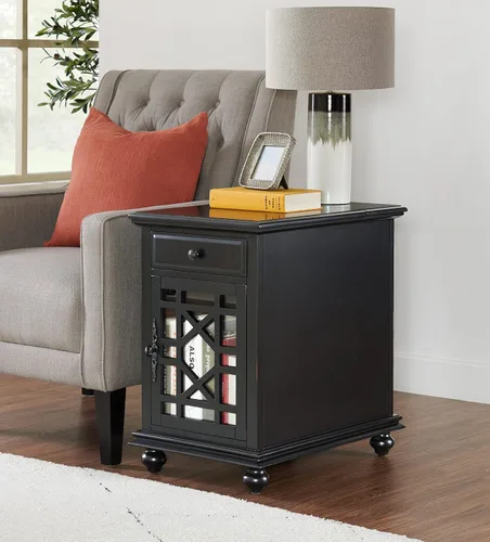 Miniatura 2 de Martin Svensson Home Elegante mesa auxiliar para silla con potencia, 24 pulgadas de ancho x 16 pulgadas de profundidad x 25 pulgadas de alto, negro