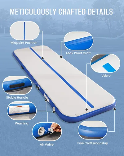 Miniatura 3 de Inflatable Gymnastics Mat 10ft/ 13ft/ 16ft, 4 inches Thickness Gymnastic Mats with Electric Pump and Carry Bag for Kids Home Use Outdoor Training
