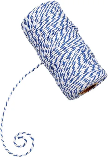 Miniatura 3 de Cordel azul para panaderos de 328 pies, hilo de algodón para manualidades navideñas, color azul oscuro y blanco